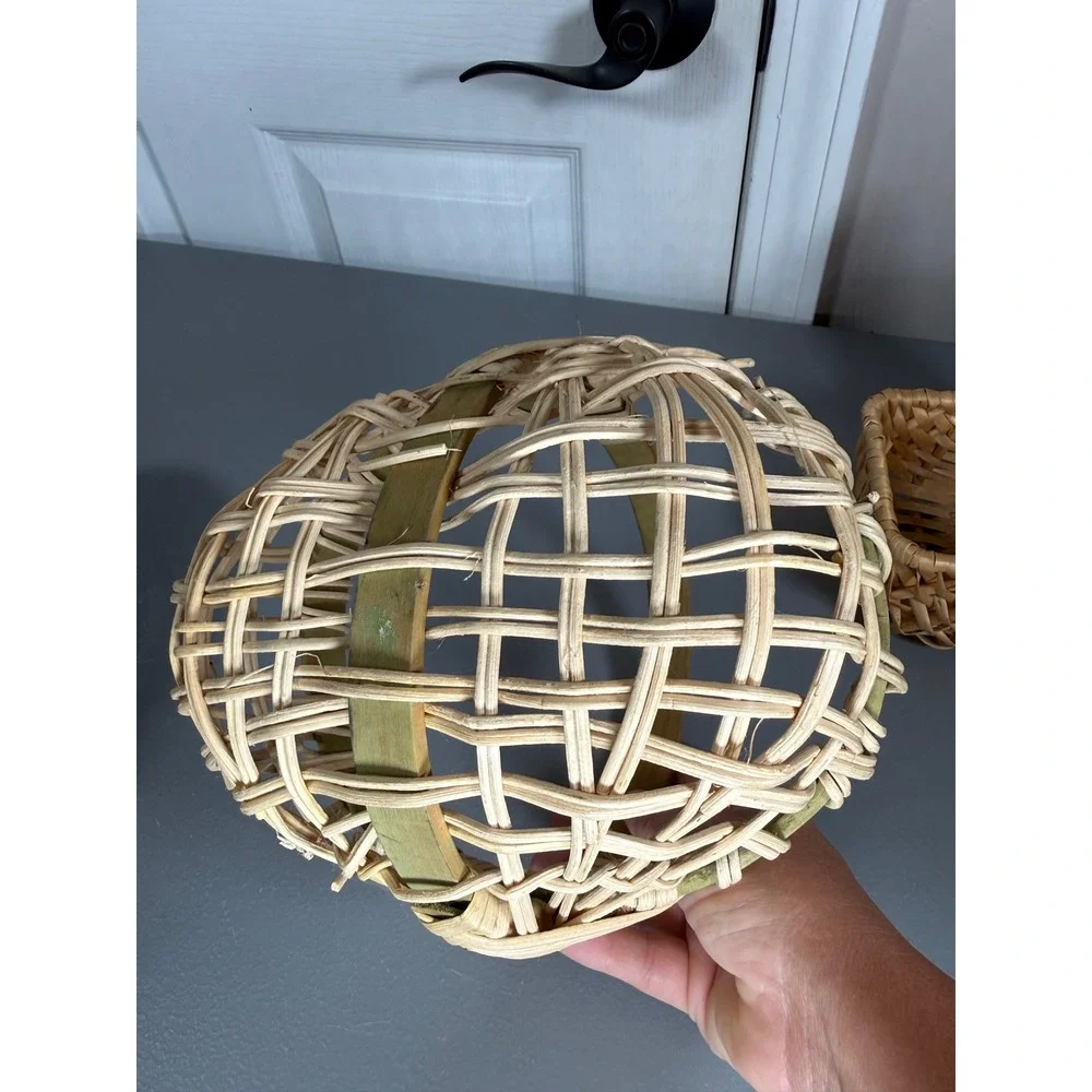 Wicker Basket Set Heart Shaped Round Rectangular Farmhouse Decor Lot 3